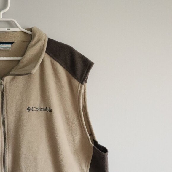 Columbia Men's Sz XL Tan Steens Mountain Sleeveless Full Zip Fleece Vest - Picture 5 of 11